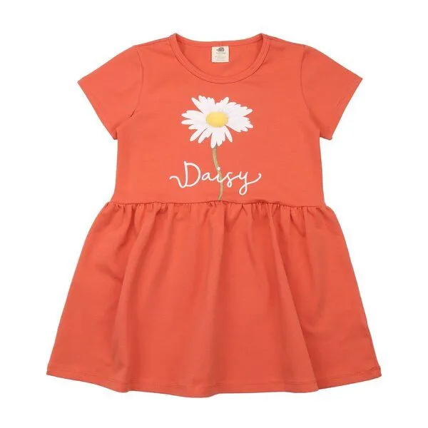 Walkiddy Kinderkleid GOTS zertifiziert, orange, „Wild Flowers“, Kurzarm, Blumen-Print, weich – Walkiddy, Orange, – Produktbild 1 von 3