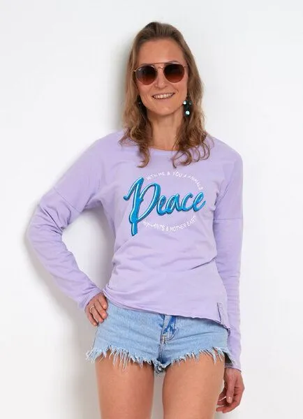 SPARKLES OF LIGHT SPARKLES OF LIGHT Yoga Shirt | PEACE WITH ME & YOU, Lila, – Produktbild 1 von 3