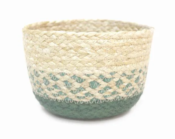 El Puente El Puente Korb | Fair Trade & Handmade aus Bangladesch, Grün,natur, – Produktbild 1 von 2