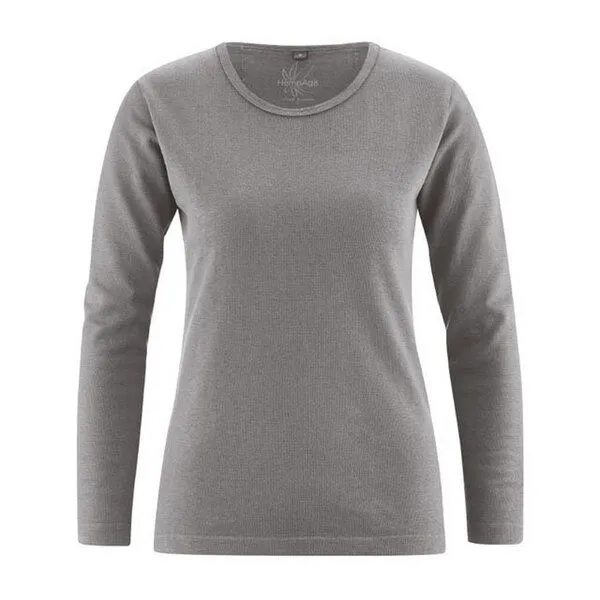 HempAge HempAge Langarmshirt Basic Hanf/Biobaumwolle, Taupe, – Produktbild 1 von 1
