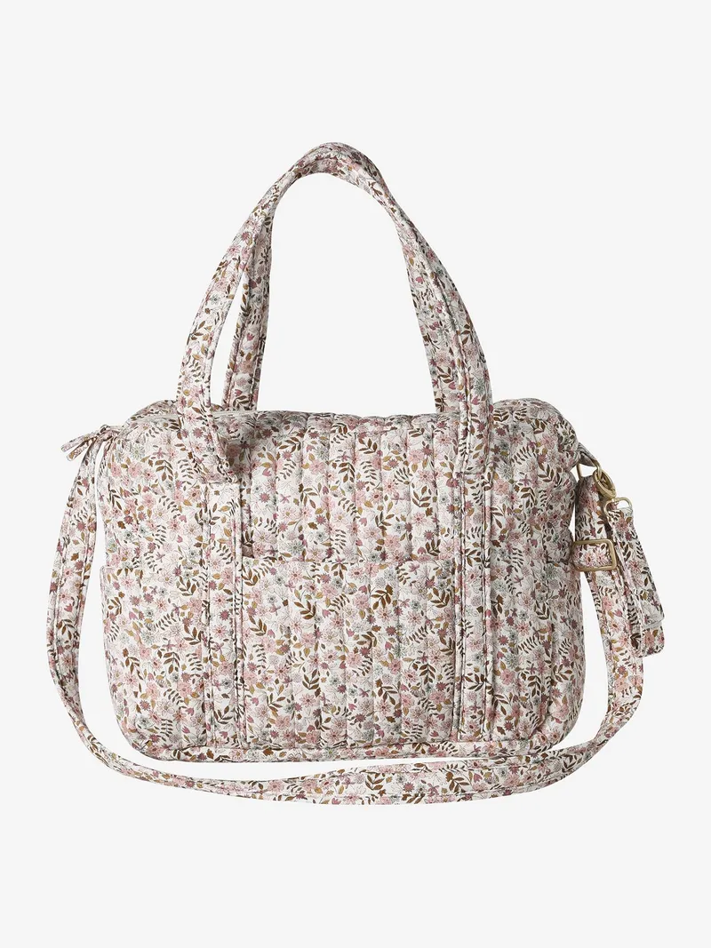 Vertbaudet Wickeltasche aus Baumwoll-Musselin JOIOSA, Wollweiß geblümt, – Produktbild 2 von 4