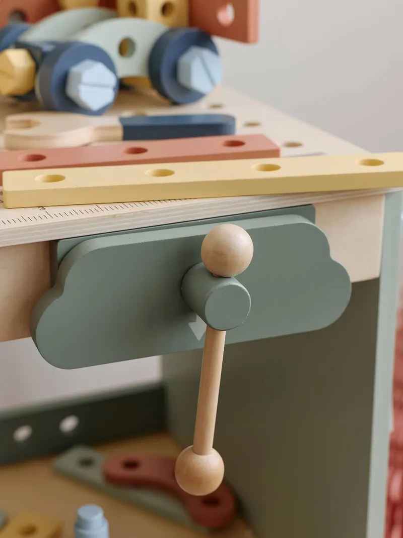 Vertbaudet Vertbaudet Werkbank mit Zubehör aus Holz FSC® für Kinder, Grün, – Produktbild 3 von 4