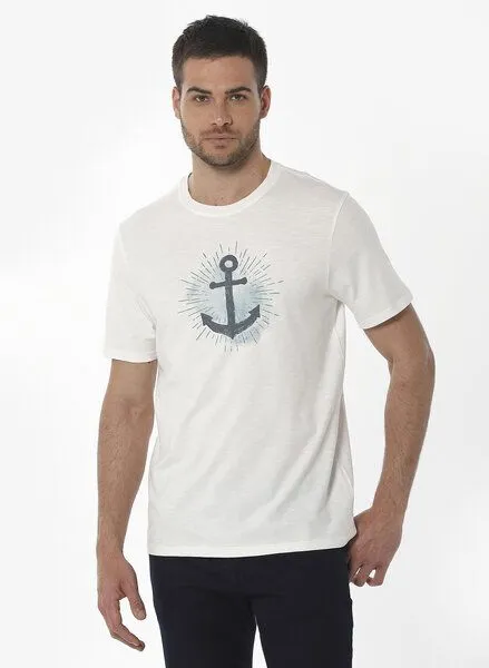 ORGANICATION ORGANICATION T-Shirt aus Bio-Baumwolle mit Anker-Print, Weiß(off white), – Produktbild 1 von 4