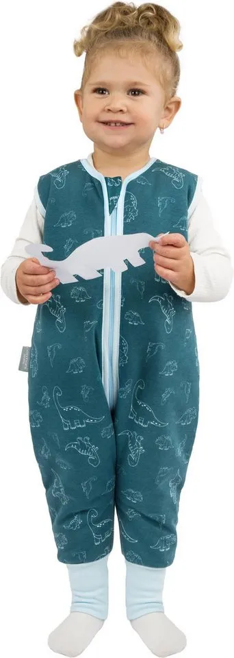 normani Babyschlafsack Baby Schlafsack mit Füßen aus Bio-Baumwolle Nanao, Blau, – Produktbild 3 von 5