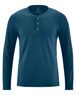 HempAge HempAge Herren vegan Langarm Jersey Henley Reef Blau – Produktbild 1 von 1
