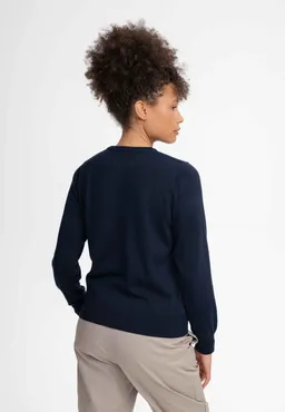 MELA MELA Damen vegan Strickpullover Feinstrick Dhana Marineblau – Produktbild 1 von 1