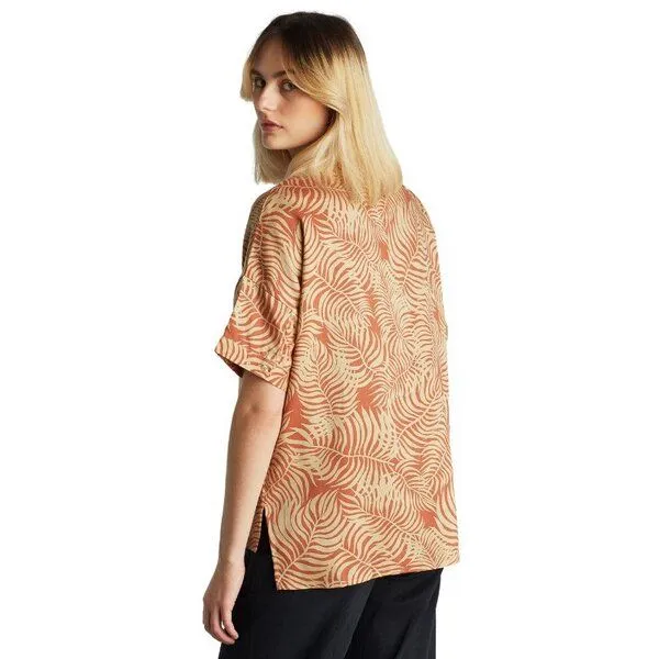 Dedicated DEDICATED Short Sleeve Shirt Nibe Palm Leaves, Safari (beige-organge), – Produktbild 4 von 4