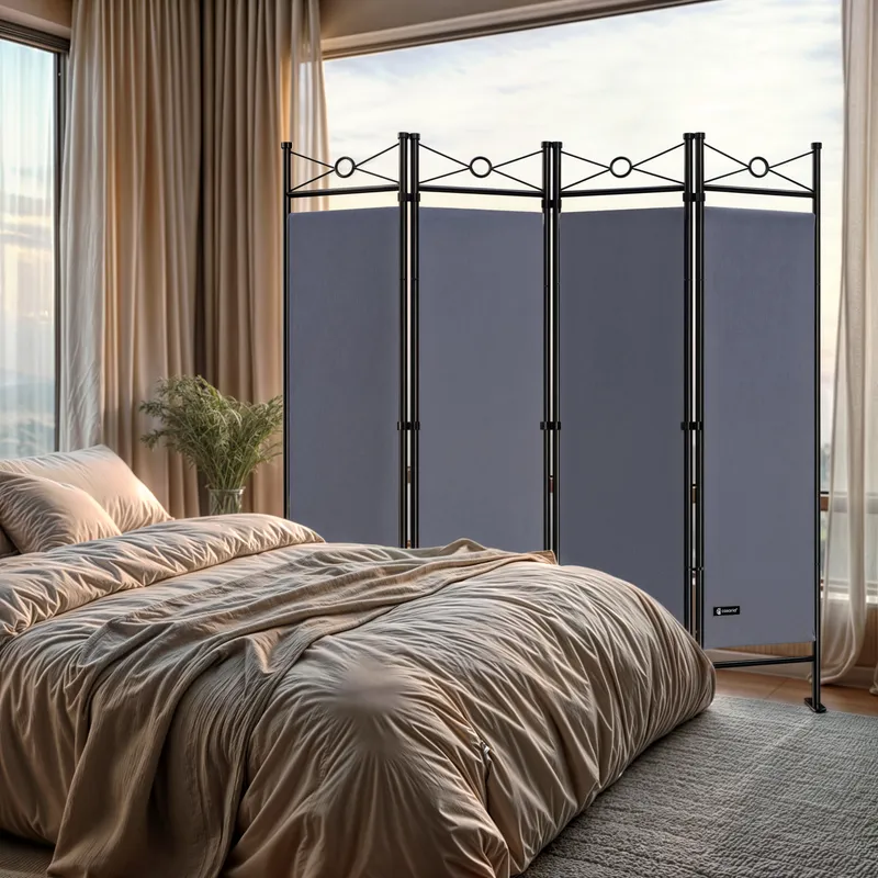 Casaria® Paravent Lucca 2er-Set Anthrazit 180x163cm, Anthrazit, – Produktbild 2 von 2