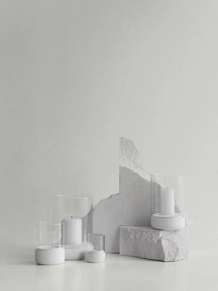 blomus Windlicht -CALMA- Glas Kerzenhalter, Stimmungslicht: modernes Deko-Design (2 St. ), Exklusive Betonoptik, Handgefertigt, Verschiedene Größen & Farben, Weiß, – Produktbild 2 von 2