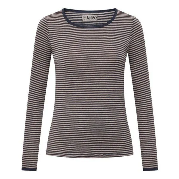 Jalfe Jalfe Longsleeve Wolle schmal geringelt melange, Rose, – Produktbild 1 von 2