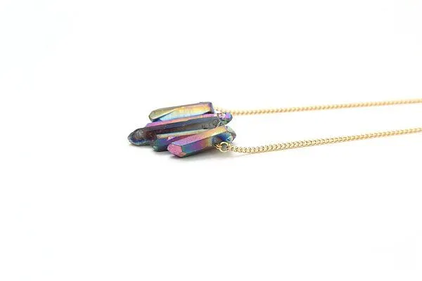 Crystal and Sage Crystal and Sage Regenbogenquarz Collier mit vergoldeter Panzerkette – Produktbild 3 von 4
