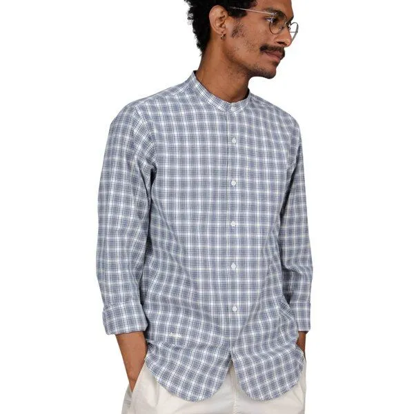 Brava Fabrics Brava Fabrics Hemd Check Regular Mao mit Stehkragen, Weiss, – Produktbild 1 von 4