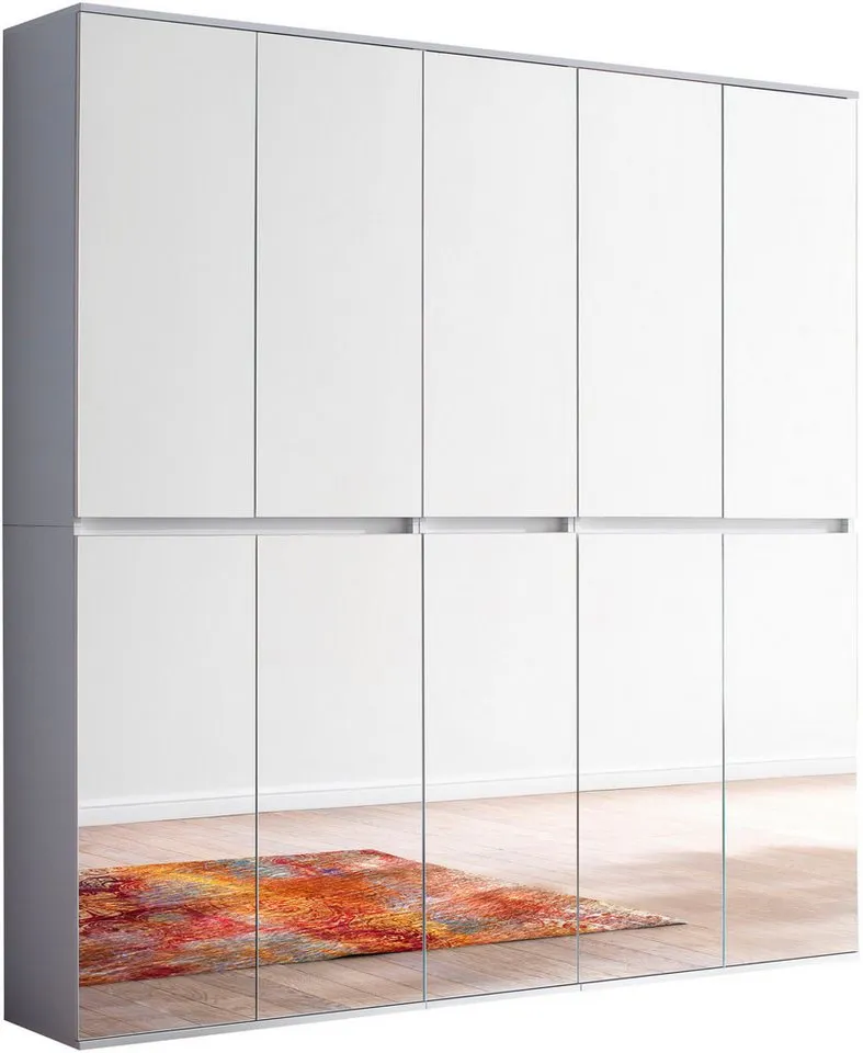 Home affaire Garderoben-Set Malcesine, (3-St), 3 Mehrzweckschränke mit Spiegelglasfronten - (B/T/H) 185/34/191 cm, Weiß, – Produktbild 2 von 3