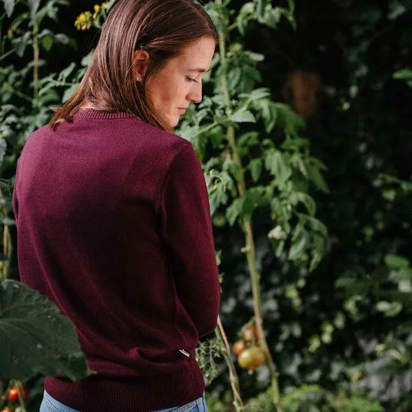 Vresh Clothing Vresh Clothing Vrenja, Klassischer Strickpullover aus Biobaumwolle, Traube, – Produktbild 2 von 4
