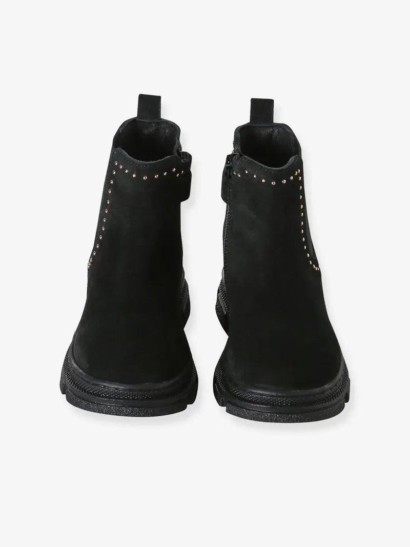 Vertbaudet Vertbaudet Lederboots Mädchen mit Anziehtrick, Schwarz, – Produktbild 4 von 4