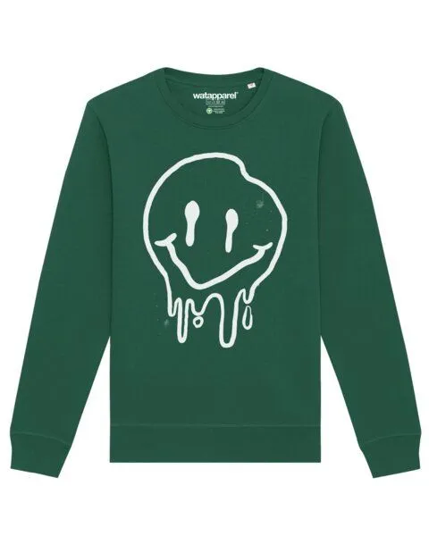 watapparel watapparel Sweatshirt Unisex Smiley, Bottle green, – Produktbild 1 von 3