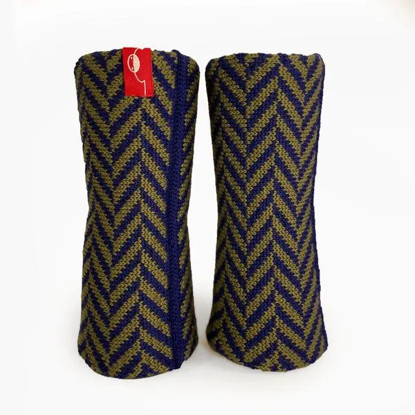 vincente vincente Armstulpen im Fischgrätmuster, Royalblau/olive, – Produktbild 1 von 2