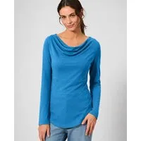 HempAge HempAge Damen Langarmshirt mit Wasserfallkragen Hanf/Biobaumwolle, Atlantic, – Produktbild 1 von 2