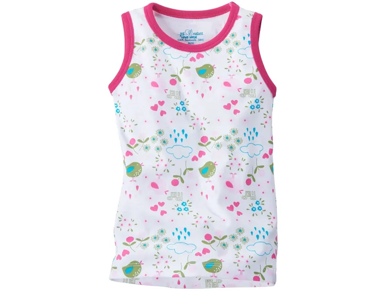 HANS NATUR Baby und Kinder Unterhemd Bio-Baumwolle Birds Gr. 122/128, Pink, mehrfarbig, – Produktbild 1 von 2