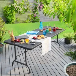 Casaria® Casaria Buffettisch Rattanoptik 180x74x72cm schwarz – Produktbild 1 von 1