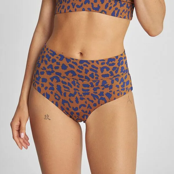 Dedicated DEDICATED High Waist Bikini-Hose Slite, Leopard brown, – Produktbild 1 von 4