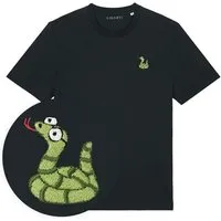 LIGARTI Besticktes T-Shirt – Schorsch die Schlange – LIGARTI Tiermanufaktur, Schwarz, – Produktbild 1 von 1