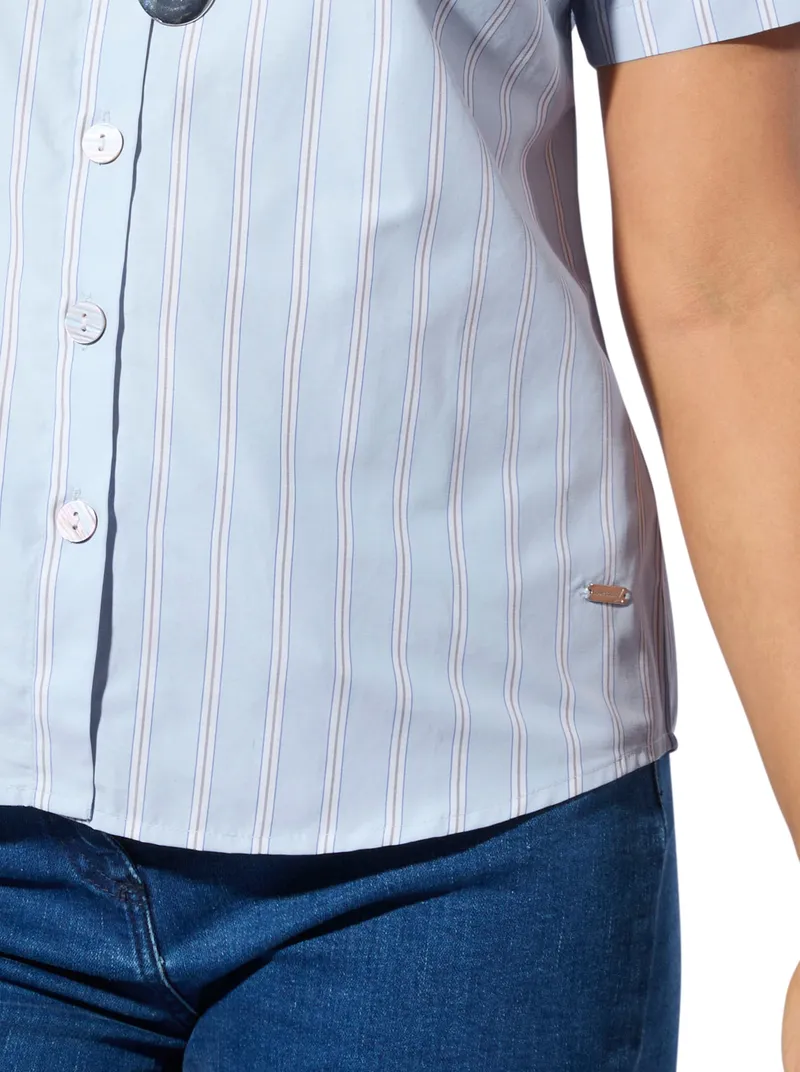 Witt Gestreifte Bluse hellblau-ecru-gestreift, Hellblau-ecru-gestreift, – Produktbild 2 von 2