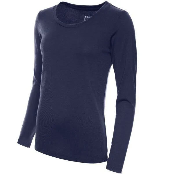 Kaipara - Merino Sportswear Kaipara - Merino Sportswear Merino Langarm Unterhemd Damen Regular 200 weiter Halsausschnitt, Blau, – Produktbild 2 von 2