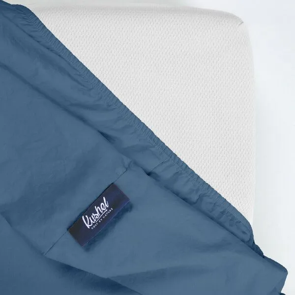 KUSHEL KUSHEL Bettlaken Spannbettlaken aus Bio Baumwolle, Fjord blue (blau), – Produktbild 2 von 3