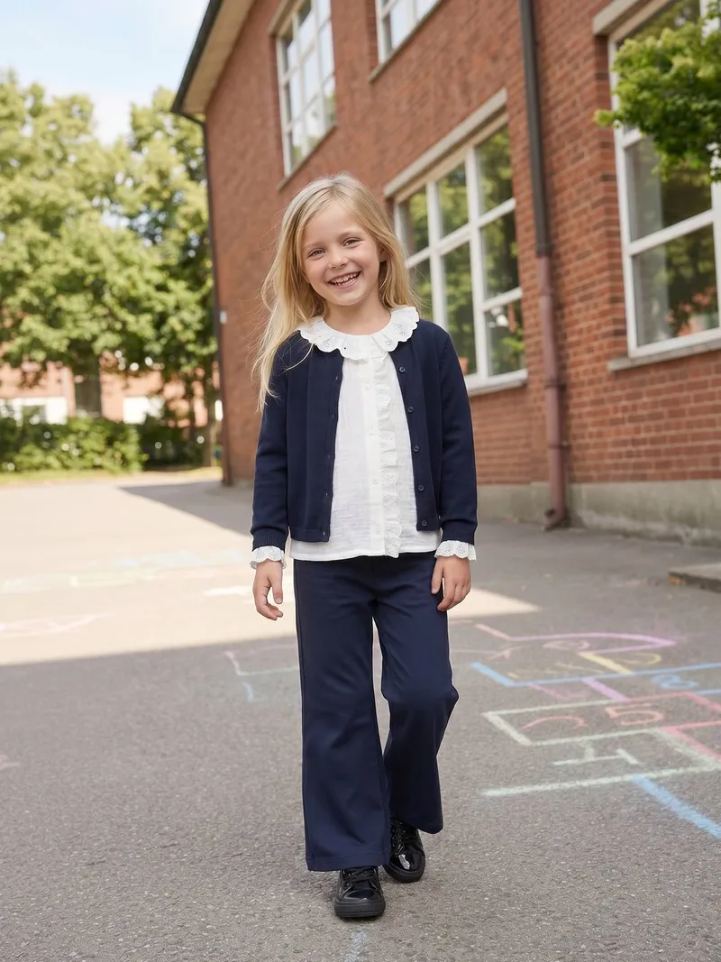 Vertbaudet Weite Mädchen Hose mit Dehnbund BASIC, Marine, – Produktbild 1 von 3