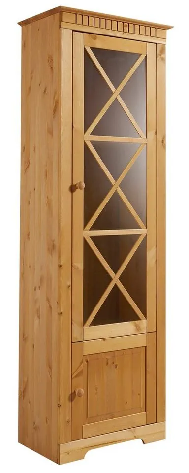 OTTO home Vitrine Lisa aus schönem massivem Kiefernholz, mit einer schönen Glastürfront, Beige, – Produktbild 2 von 5