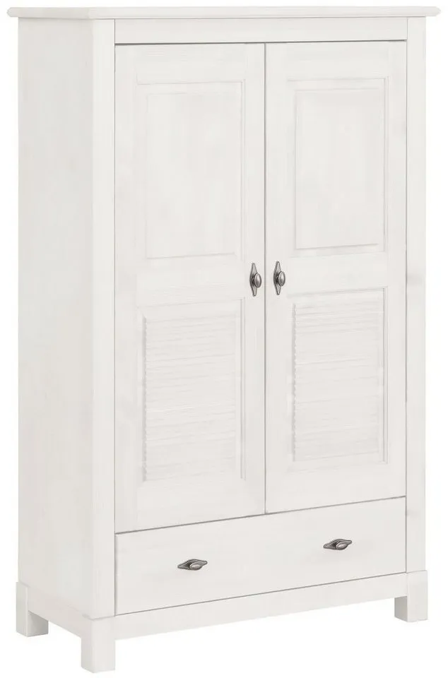 OTTO home Wäscheschrank Rauna (B/H/T ca. 96/155/38 cm) aus massiver Kiefer, FSC®, 2-türig, 96cm breit, Weiß, – Produktbild 2 von 5
