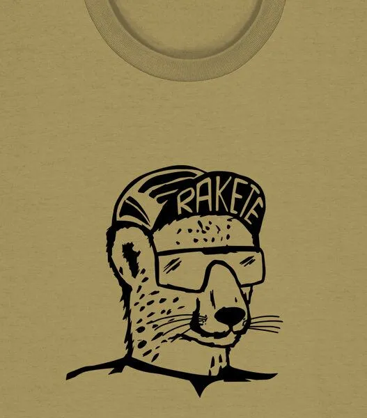 päfjes päfjes Gepard die Rakete Fahrrad Gravel - Unisex Männer Bio Unifarben T-Shirt, Faded olive (grün), – Produktbild 4 von 4