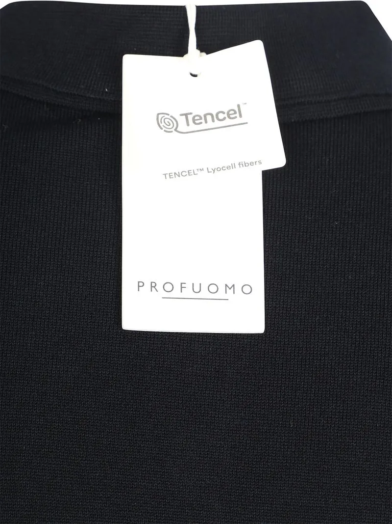 Profuomo Profuomo Gestricktes Poloshirt Marine - Größe L, Dunkelblau, – Produktbild 4 von 4