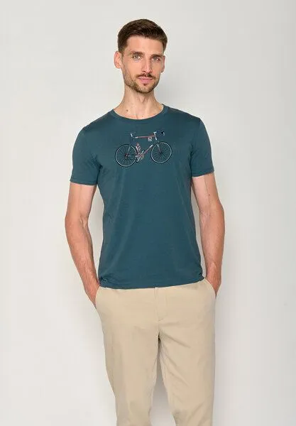 GreenBomb GREENBOMB Bike Mikkel Guide - Sportliches T-Shirt aus Bio-Baumwolle / hochwertiger Print / GOTS / Fair & Vegan, Blau (steinblau), – Produktbild 2 von 4