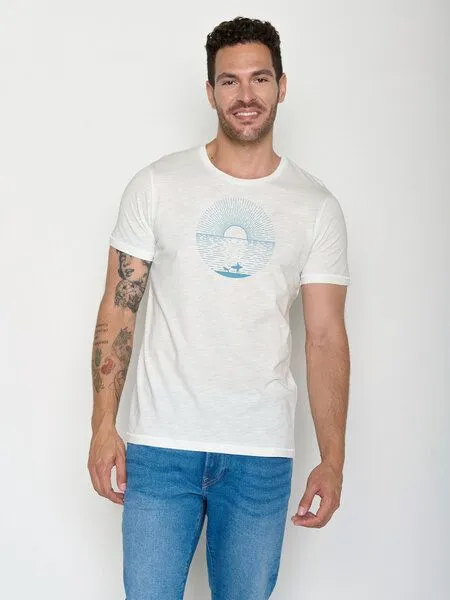 GreenBomb GREENBOMB Surf Friends Spice - Sportliches T-Shirt aus Bio-Baumwolle / hochwertiger Print / GOTS / Fair & Vegan, Weiß (mondstein), – Produktbild 1 von 4
