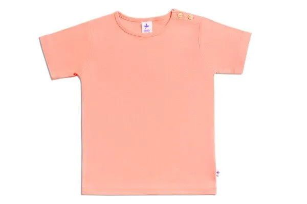 Leela Cotton Leela Cotton Kinder Kurzarmshirt Bio-Baumwolle, Aprikose, – Produktbild 2 von 3