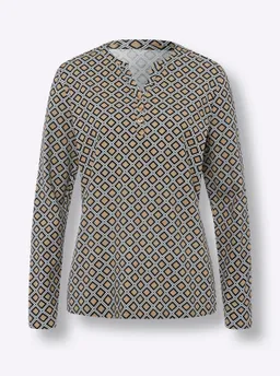 heine Langarmshirt schwarz-beige-bedruckt – Produktbild 1 von 1