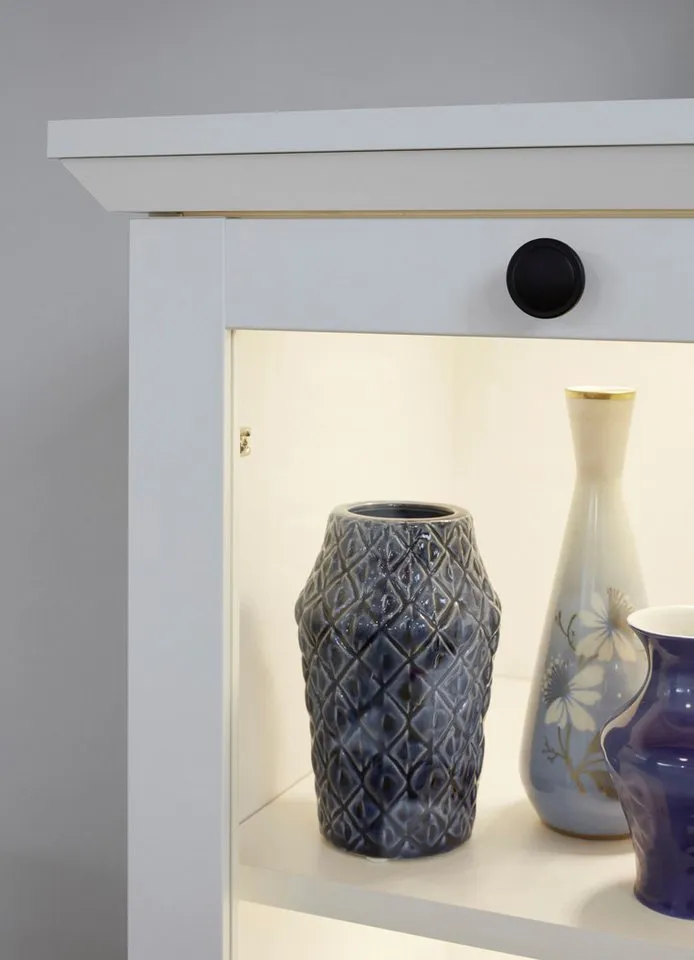 Home affaire Wohnwand Örebro, (Set, 4-St), zeitloser Landhausstil, mit Vollauszug, Beleuchtung optional, Weiß, – Produktbild 5 von 5