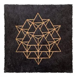 Veskor Cassiopeia Veskor Cassiopeia TETRAEDER 64 Heilige Geometrie Linoldruck | 22 × 22 cm | Kupfer auf Schwarz – Produktbild 1 von 1