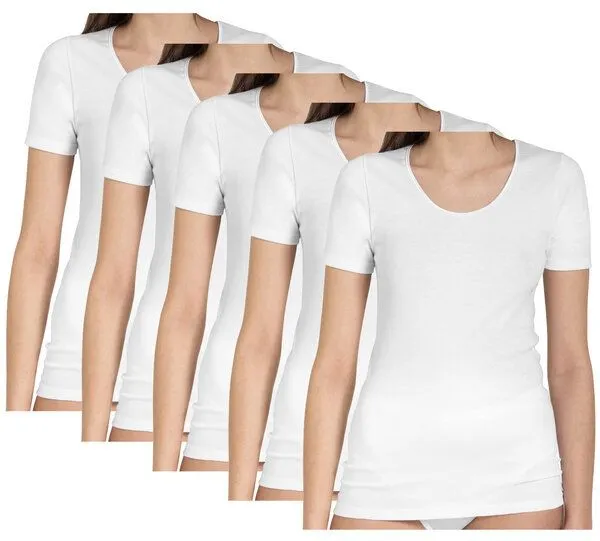 Haasis Bodywear Haasis Bodywear Damen Shirt 1/2 Arm Feinripp 5er Pack, Weiss, – Produktbild 1 von 4