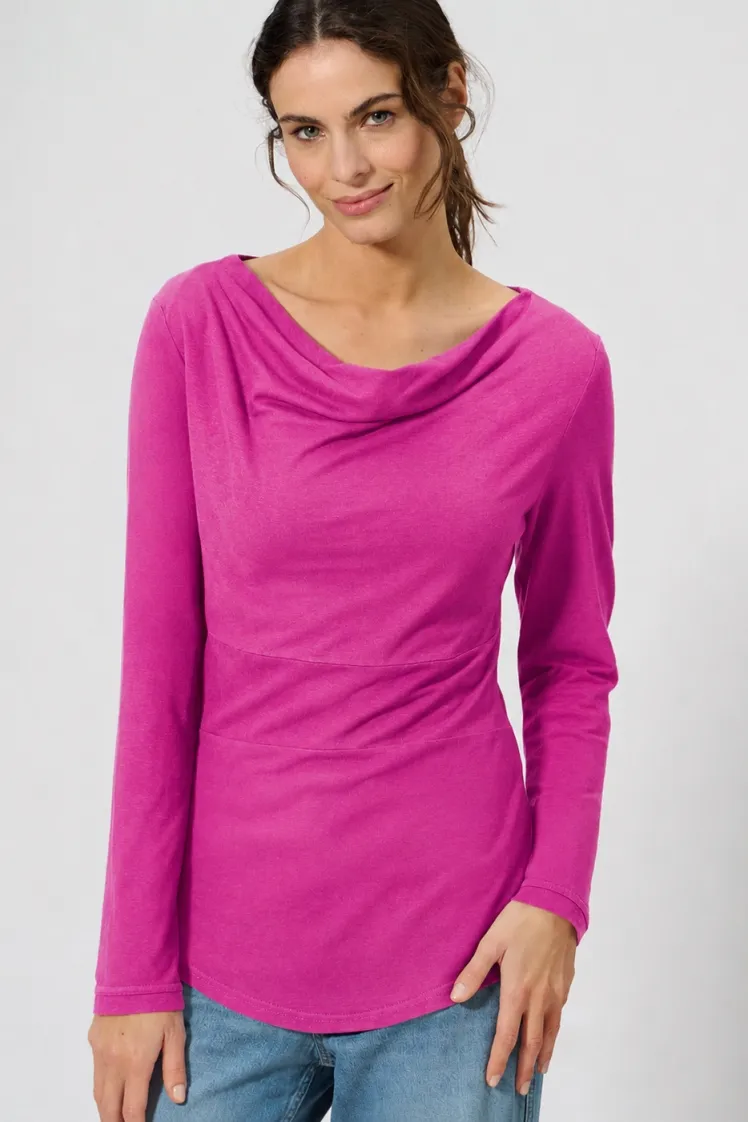 HempAge Hempage Damen vegan Top Mit Langen Ärmeln In Bonbonrosa, Rosa, – Produktbild 2 von 2