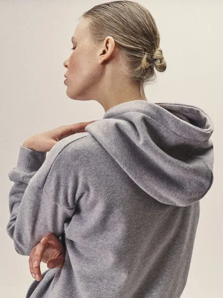 WOTE WOTE Hoodie Sweatshirt aus Organic Cotton - Bio Baumwolle, Grau melange, – Produktbild 3 von 4