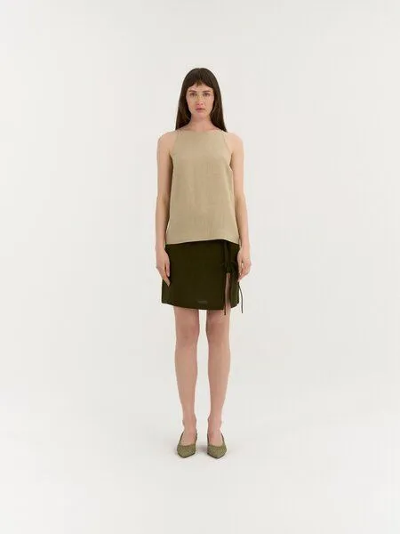 AmourLinen AmourLinen Leinen-Bluse DARIA mit Neckholder, Beige (braun), – Produktbild 1 von 1