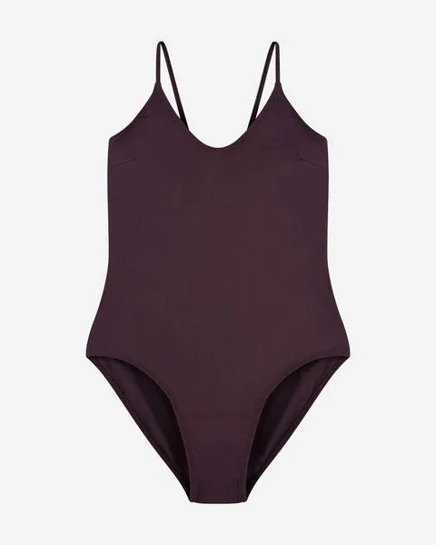 MATONA Matona Badeanzug | V-Neck Bathing Suit | aus Econyl, Aubergine, – Produktbild 1 von 4
