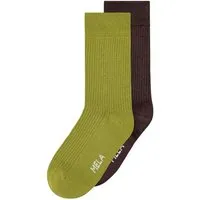 MELA MELA Gerippte Socken 2 Paare aus 100% Bio-Baumwolle, Seaweed, dunkelbraun, – Produktbild 1 von 1