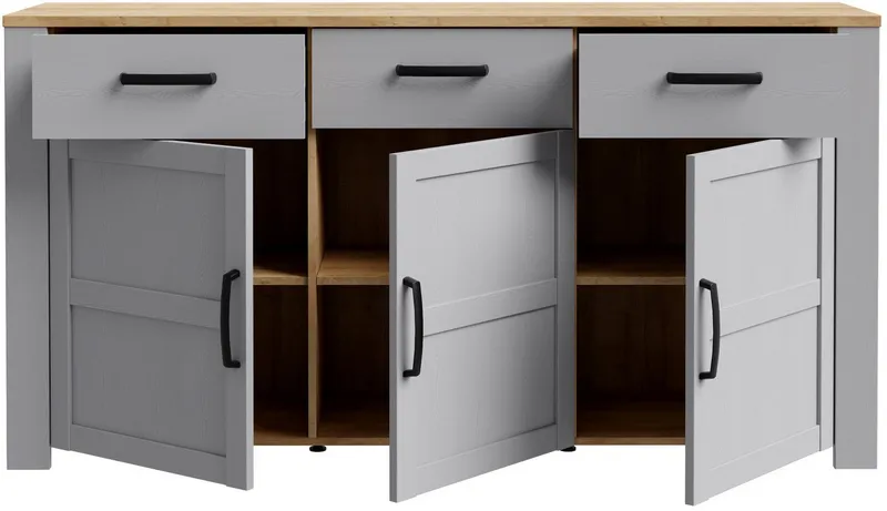 FORTE Sideboard Bohol, Sideboard, Soft-Close, Stauraum, Breite 166 cm, Grau, – Produktbild 3 von 5