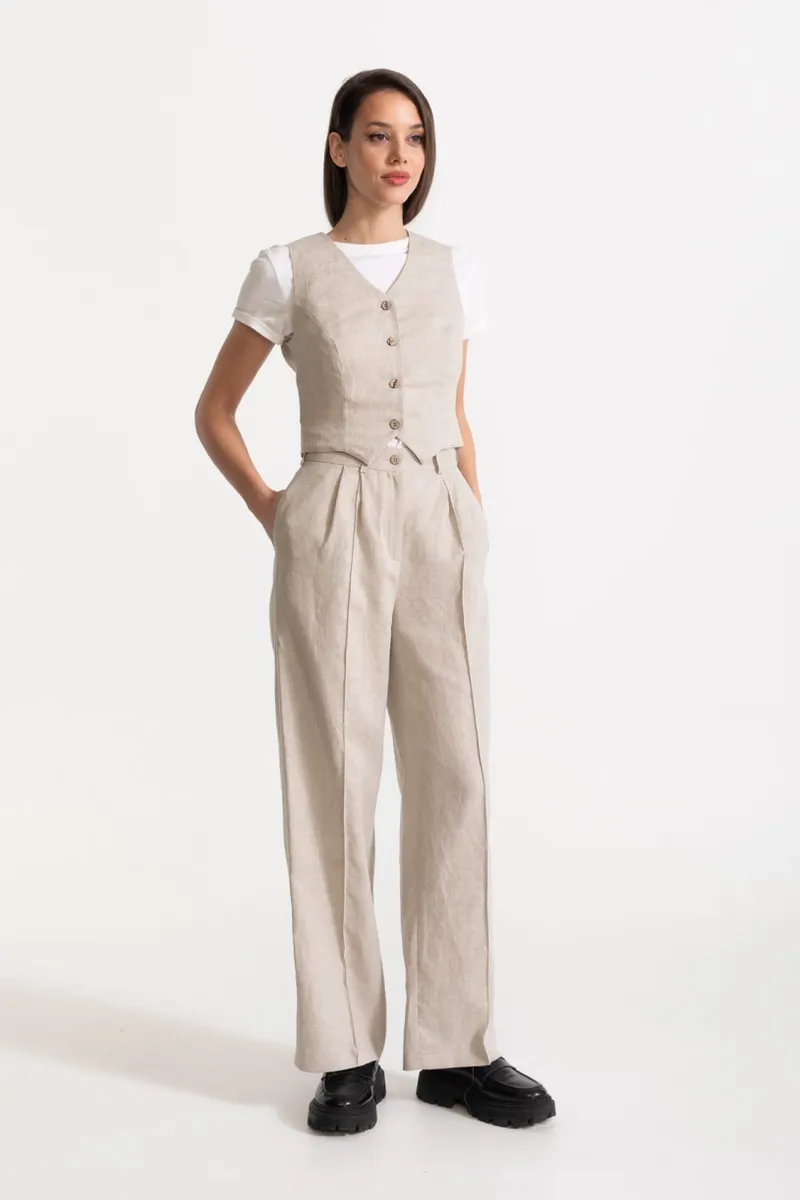 De IONESCU De IONESCU Damen vegan Set Figa Leinen, Beige, – Produktbild 2 von 2