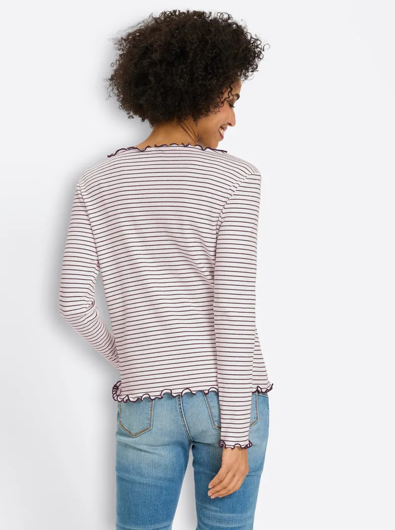 heine Rippshirt, Ecru-dunkeltaupe-geringelt, – Produktbild 2 von 2