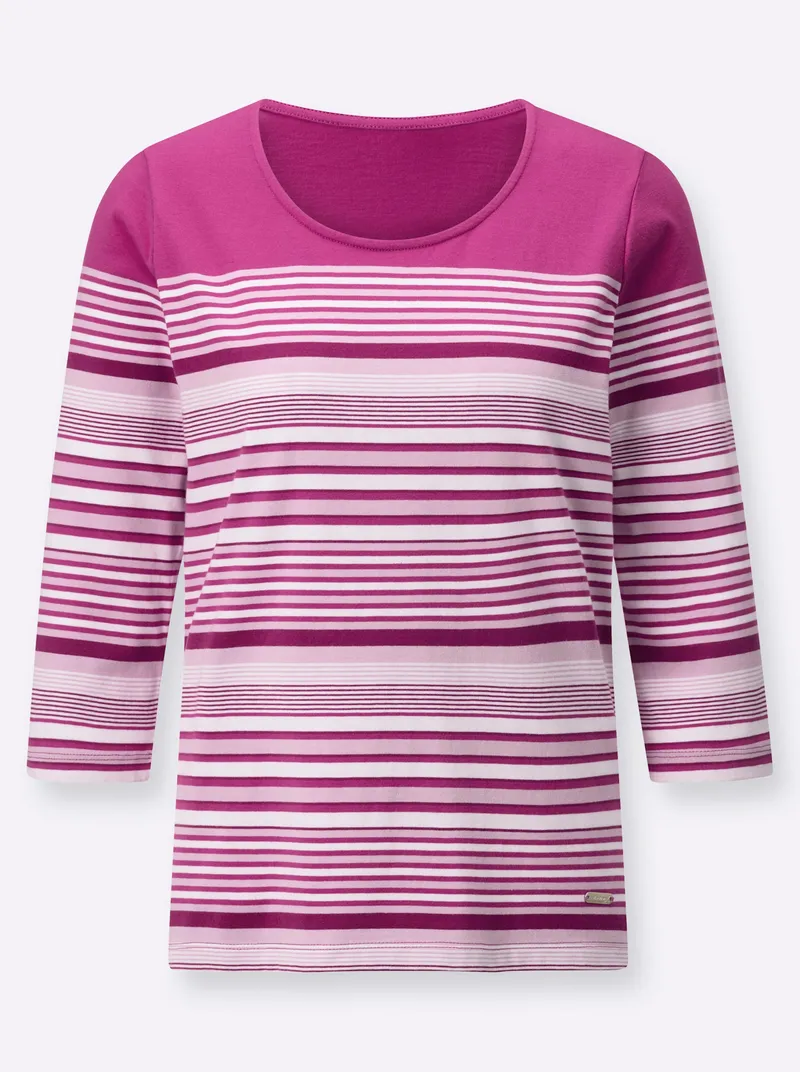 Witt Ringelshirt fuchsia-ecru-geringelt, Fuchsia-ecru-geringelt, – Produktbild 1 von 2